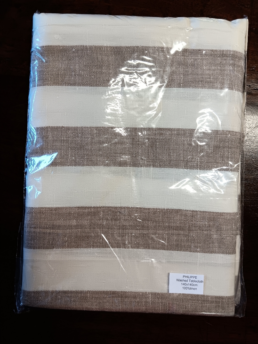 LinenMe Philippe Washed 100% Linen Striped Tablecloth